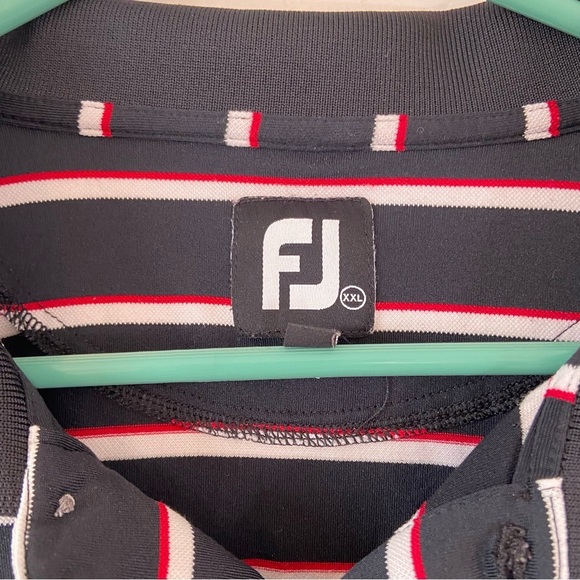 FootJoy Men's Performance Golf Polo Black White Red Stripe Size XXL - Picture 4 of 9